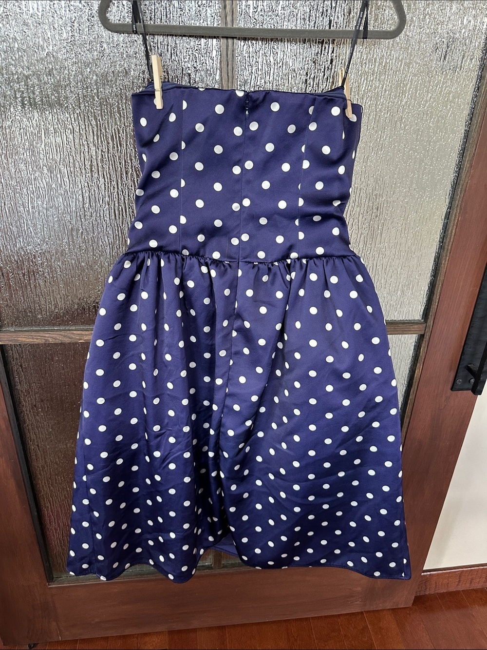 self-portrait Navy Polka Dot Strapless Midi Dress size 12 - Picture 14 of 14